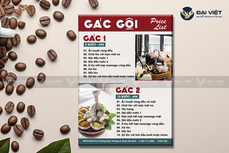menu bảng bìa cứng