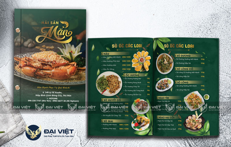 in menu bìa cứng