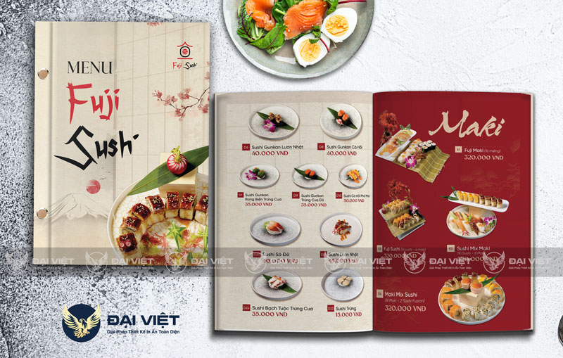 mẫu menu nhà hàng Nhật