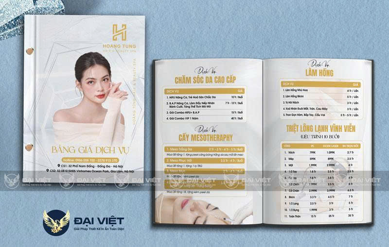 mẫu menu spa