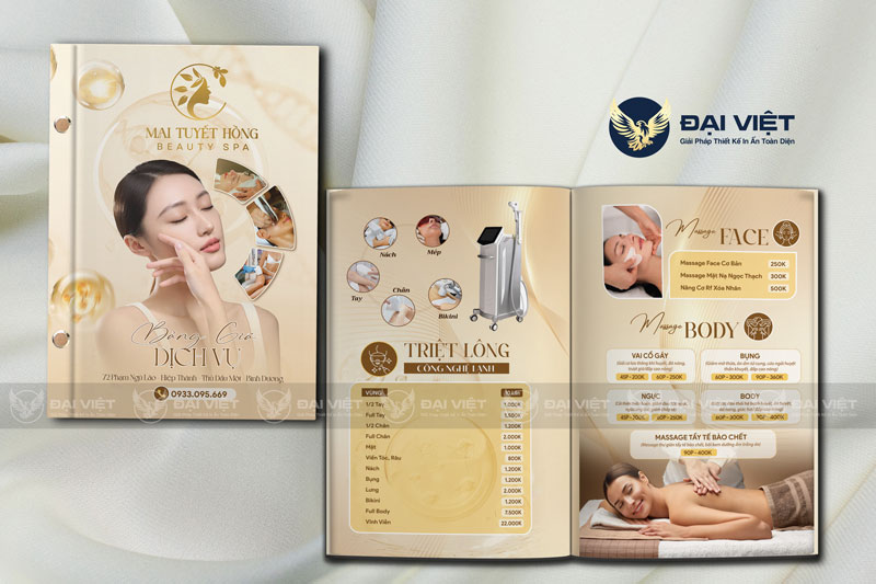 menu dịch vụ spa