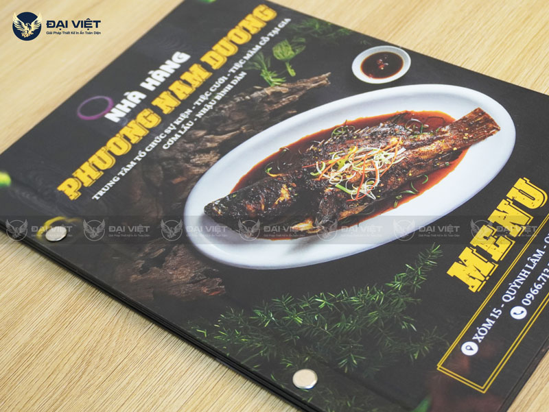 cán nhám menu nhà hàng