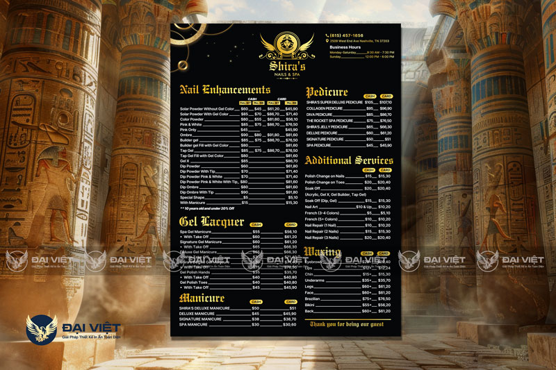thiết kế menu nails