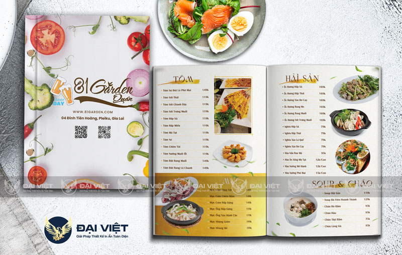 in menu nhà hàng Âu