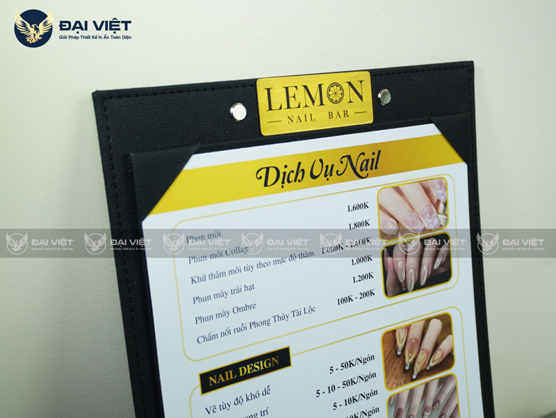 kích thước menu bìa da