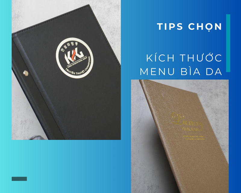kích thước menu bìa da