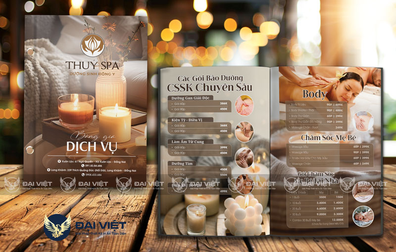 menu spa chăm sóc da