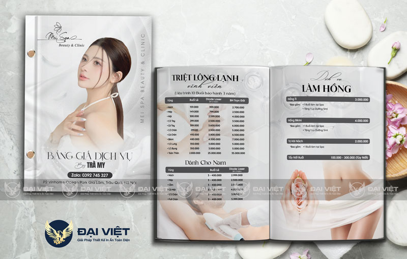 thiết kế menu spa đẹp