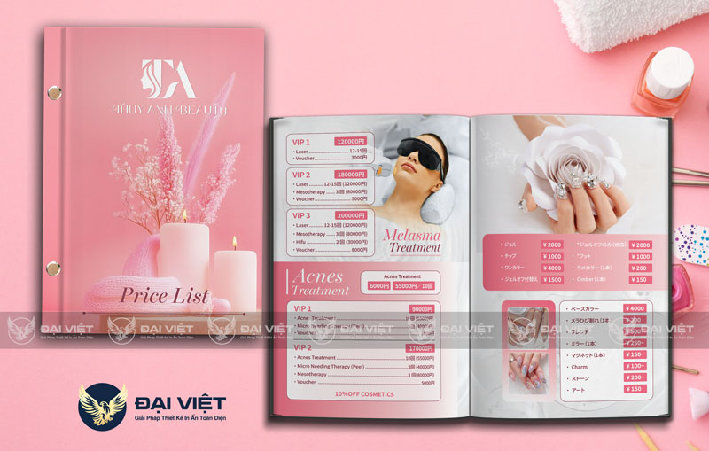 menu spa design