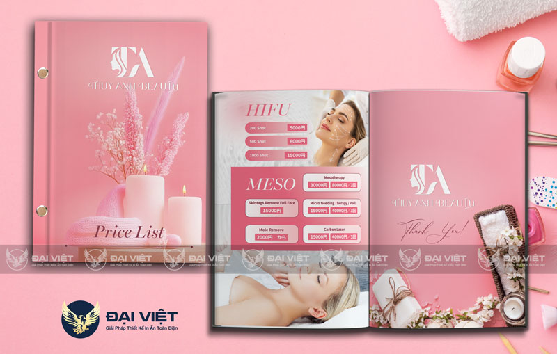 menu spa design