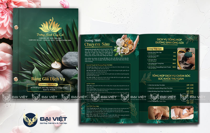 menu spa gập đôi