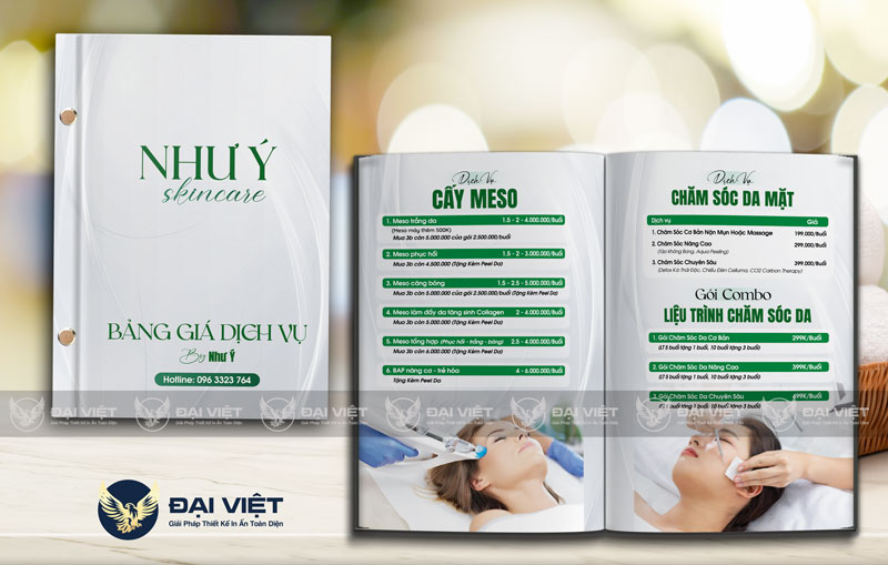 mẫu menu đẹp cho spa