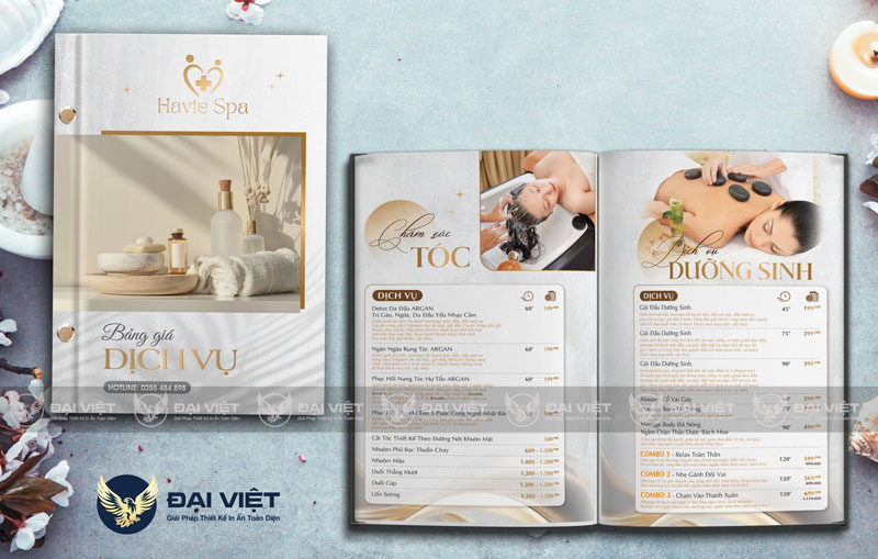 thiết kế menu spa