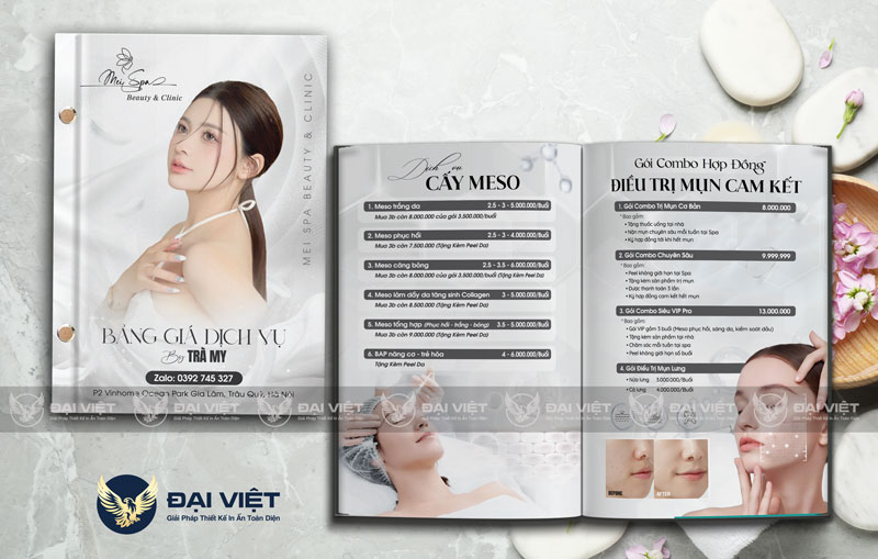 thiết kế menu spa đẹp